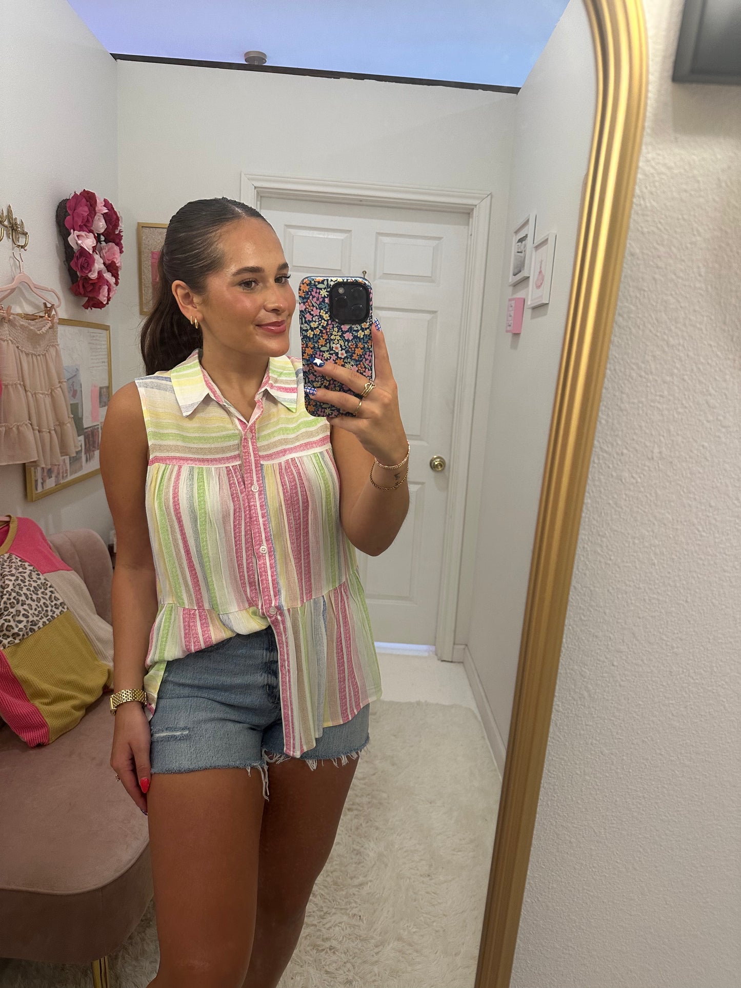 Lightweight Multi-color Shirt Sleeveless Top