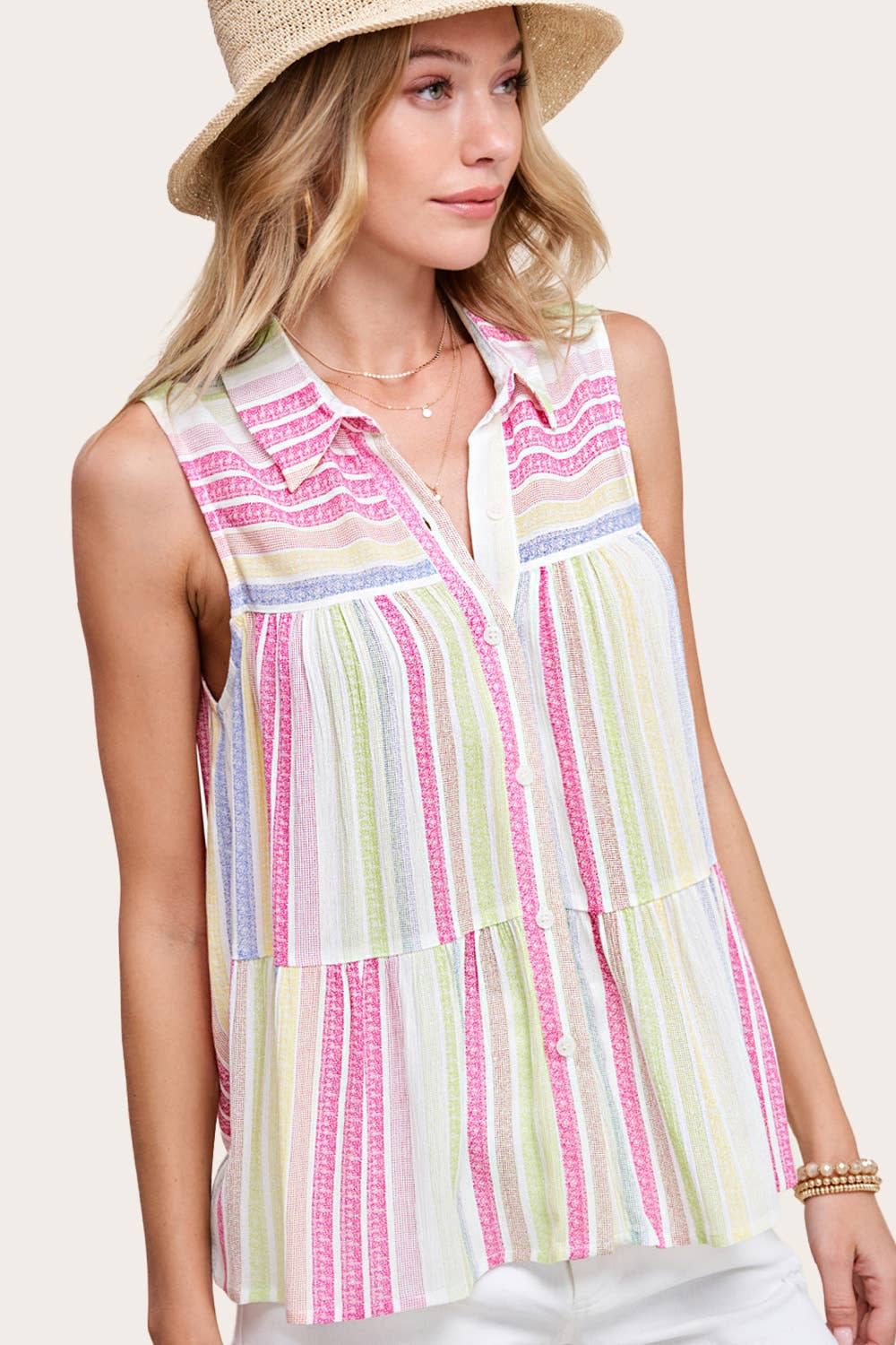 Lightweight Multi-color Shirt Sleeveless Top
