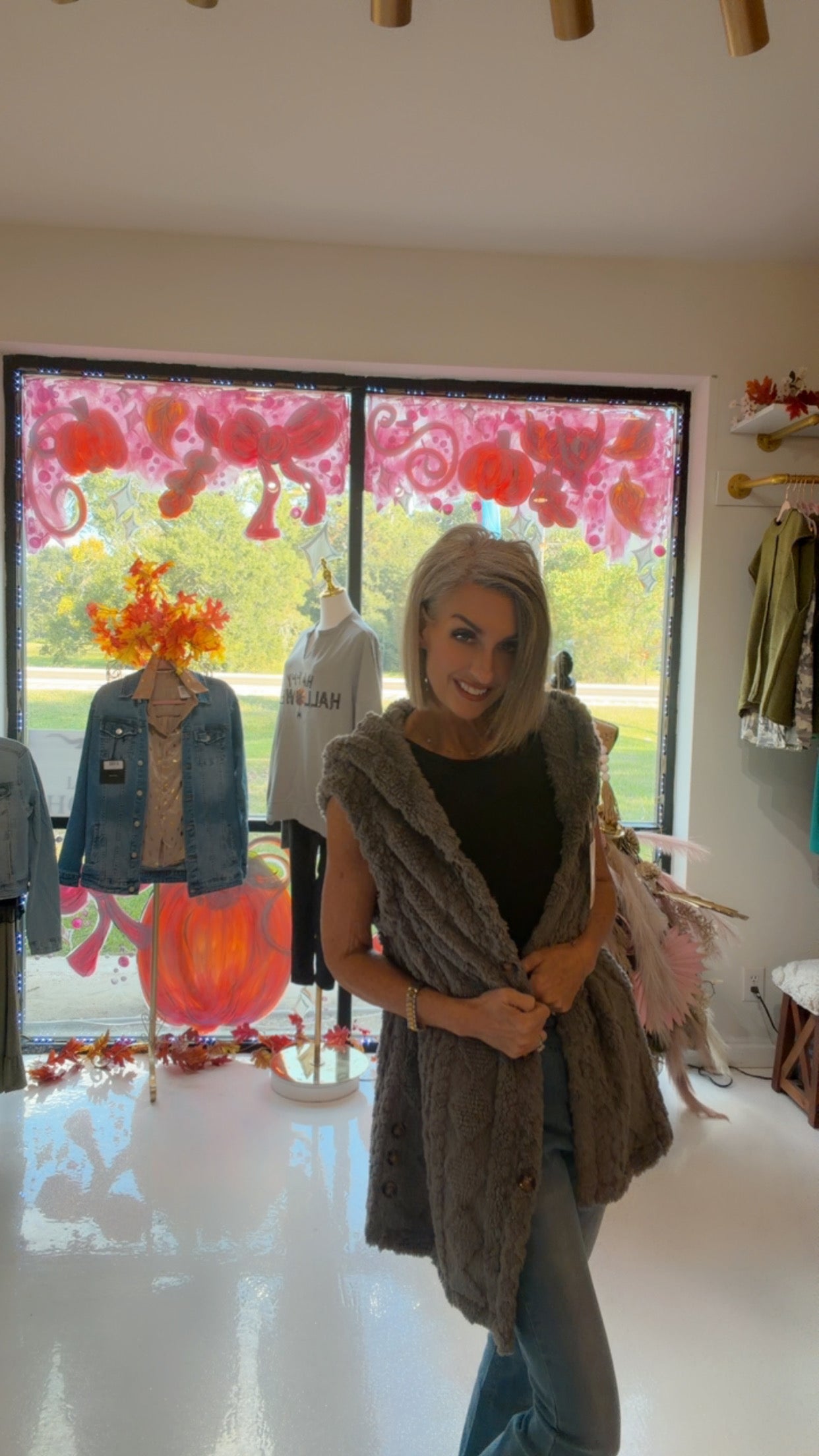 Double-sided Plush Hooded Button Vest