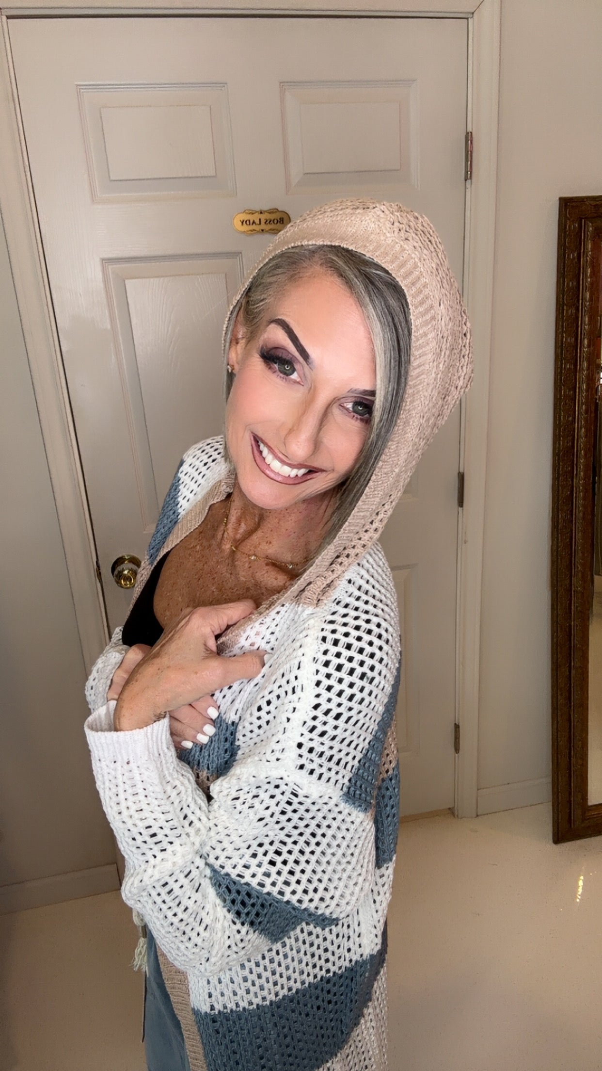 Multi Stripe Hoodie Cardigan -
