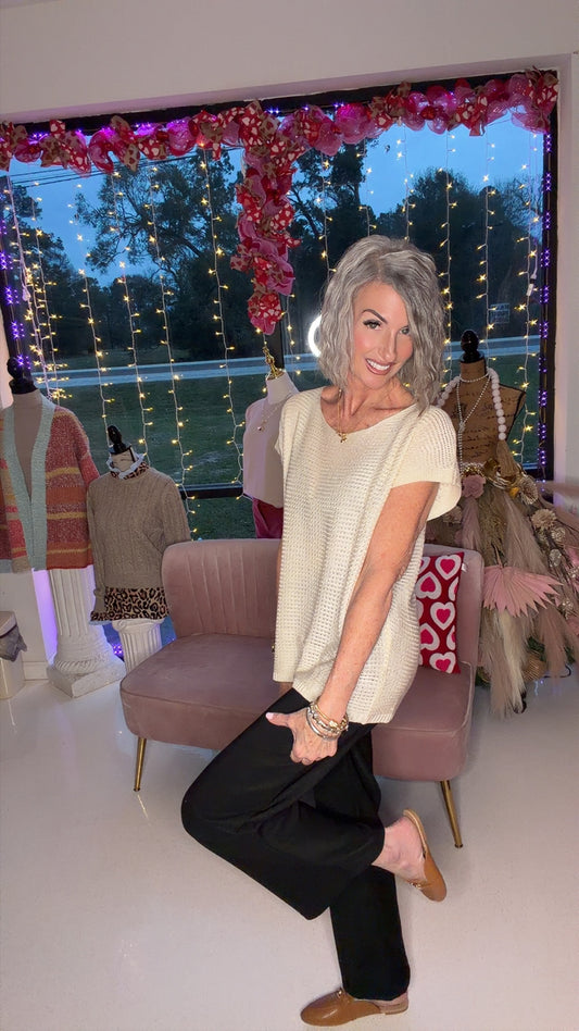 Summer Knit Top for Women Loose Casual Short Sleeve Tee