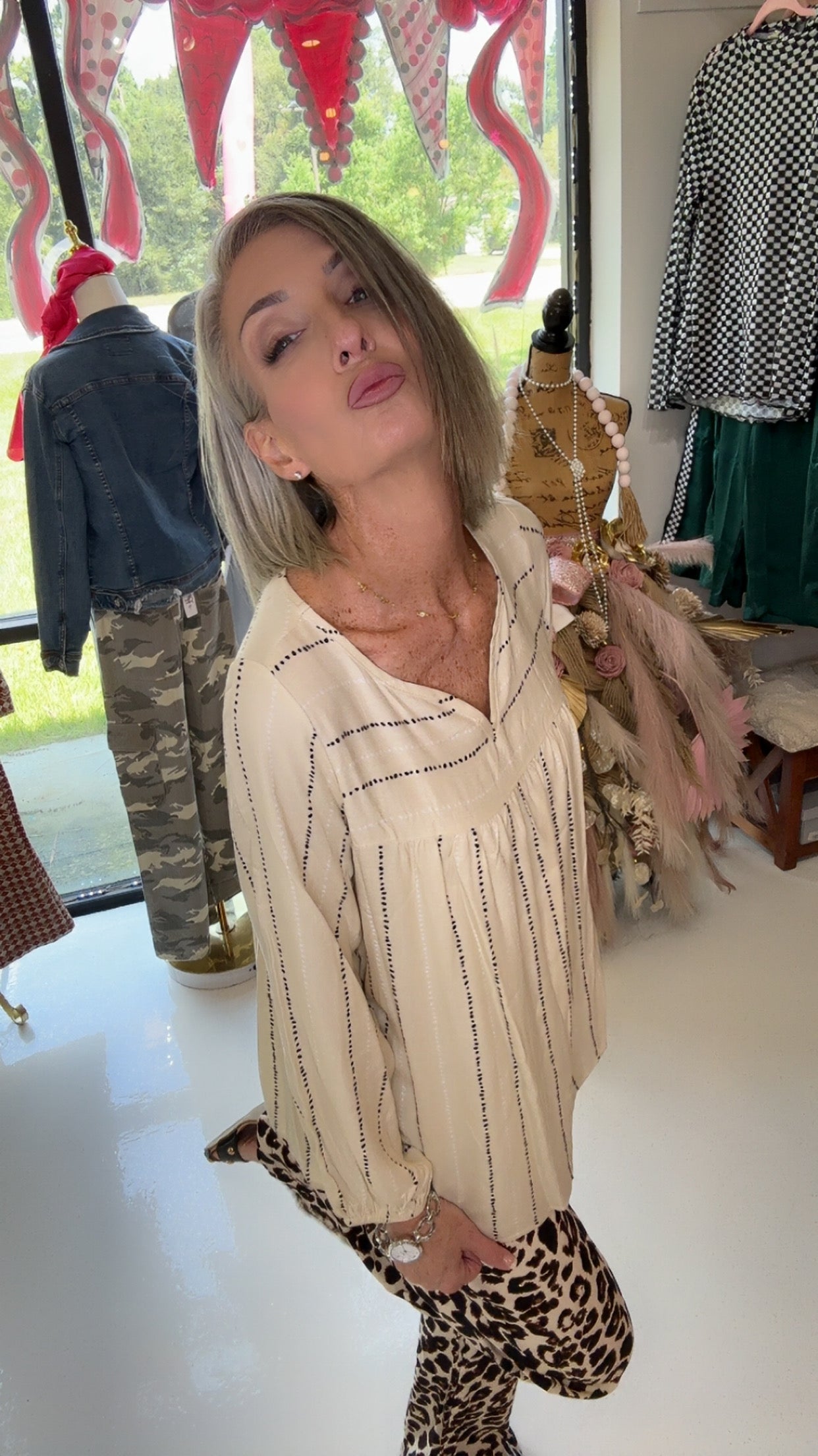 Dot Patterned Printed Top