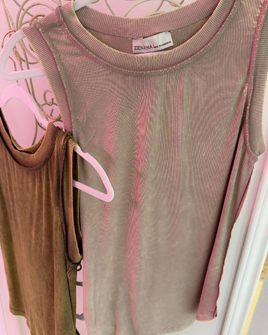 Washed Ribbed Scoop Neck Tank Top