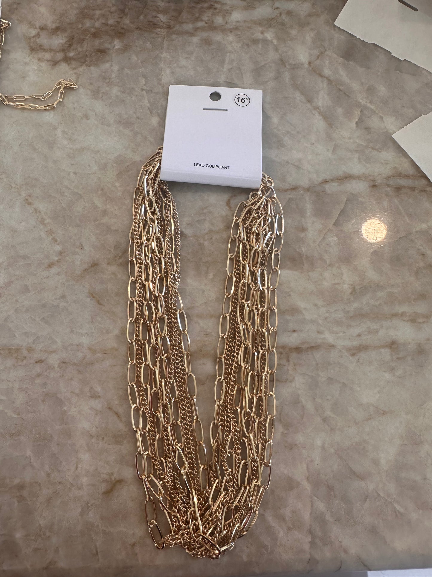 Gold multi layer gold necklace