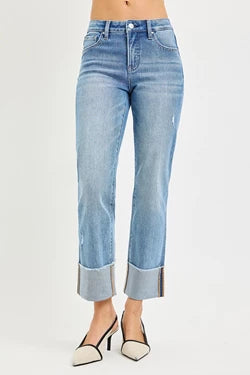 Risen 4-way stretch Mid arise crop straight