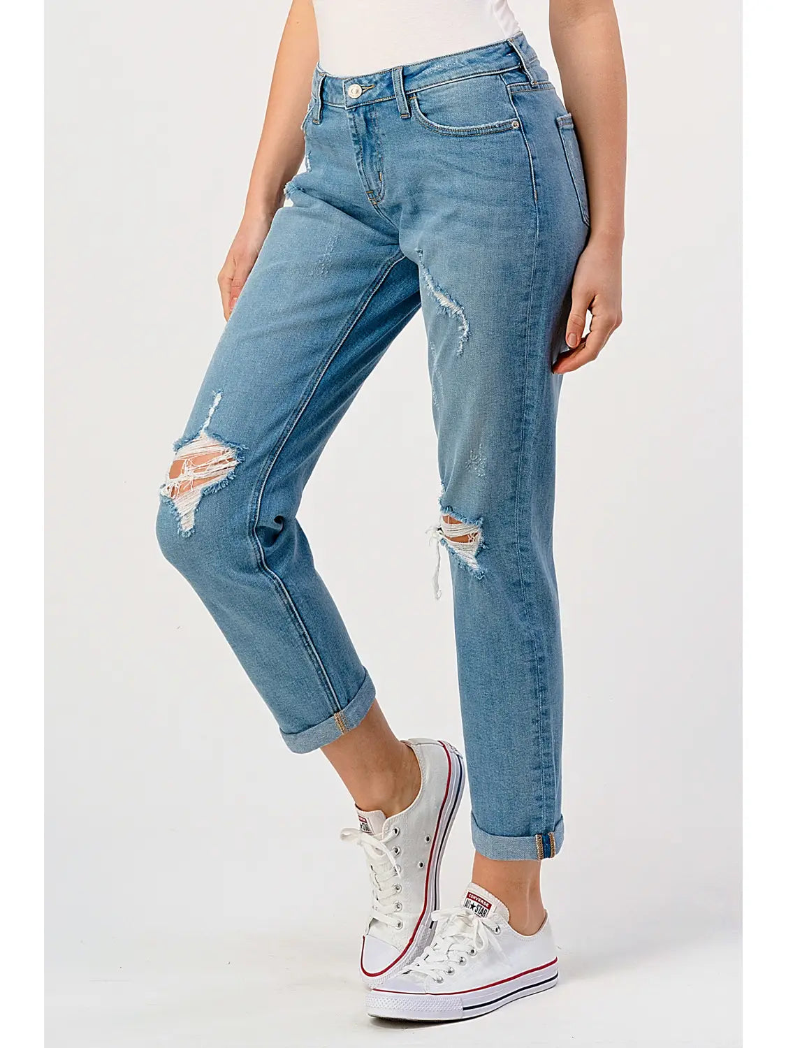 Light Wash - Mid Rise Boyfriend Jean