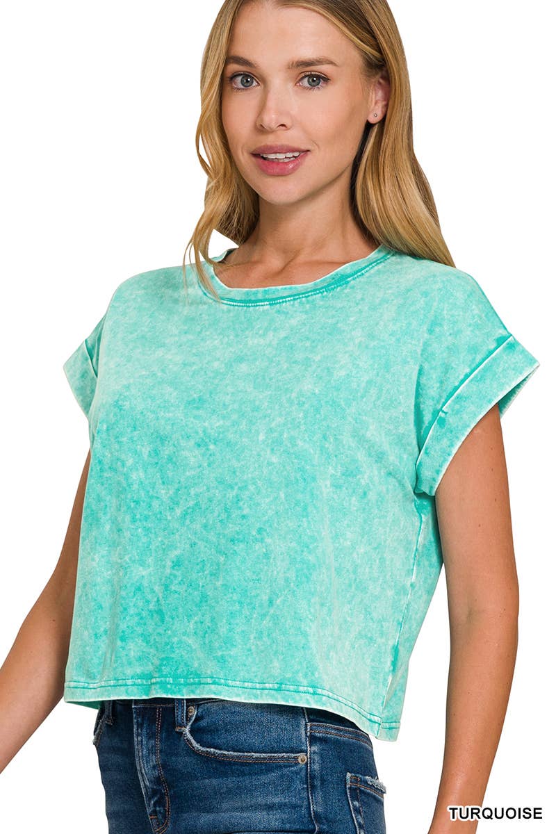 Washed Cotton Short Sleeve Top - Zenana