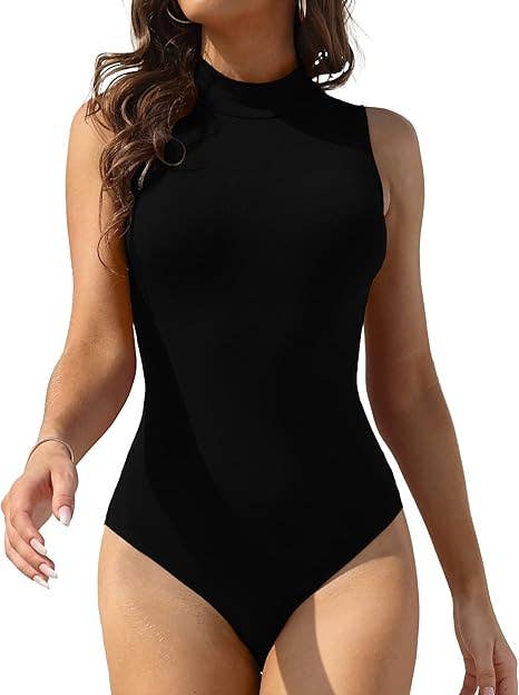 SOLID MOCK NECK BODYSUIT