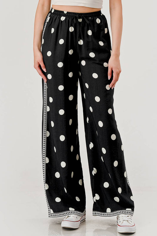 Womens Drawstring Boho Wide Leg Pants