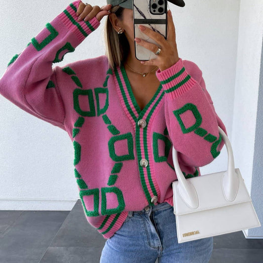 Monogram Knitted Fashion Cardigan