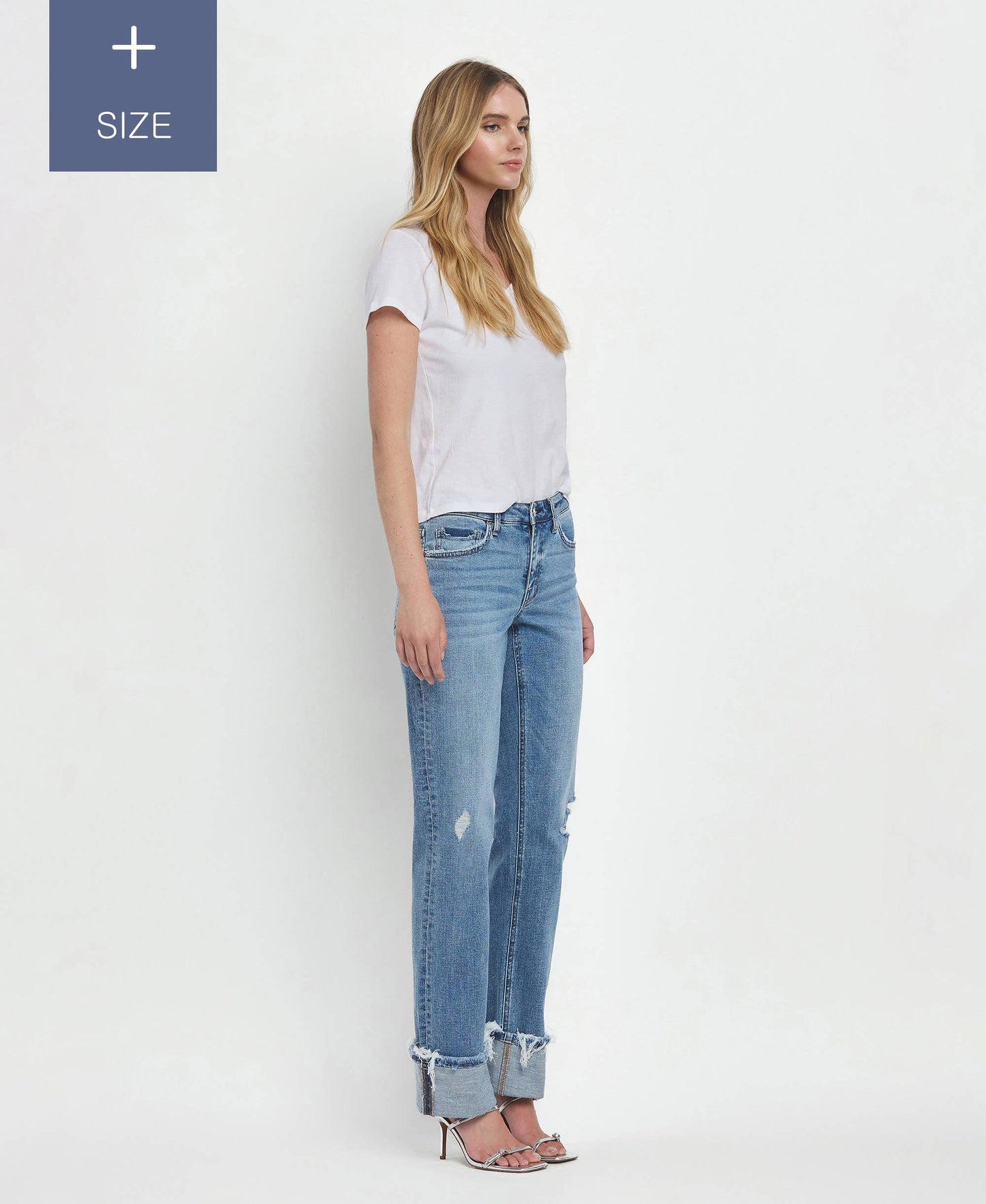 PLUS SIZE TUMMY CONTROL MID RISE CUFFED STRAIGHT LV1504-P