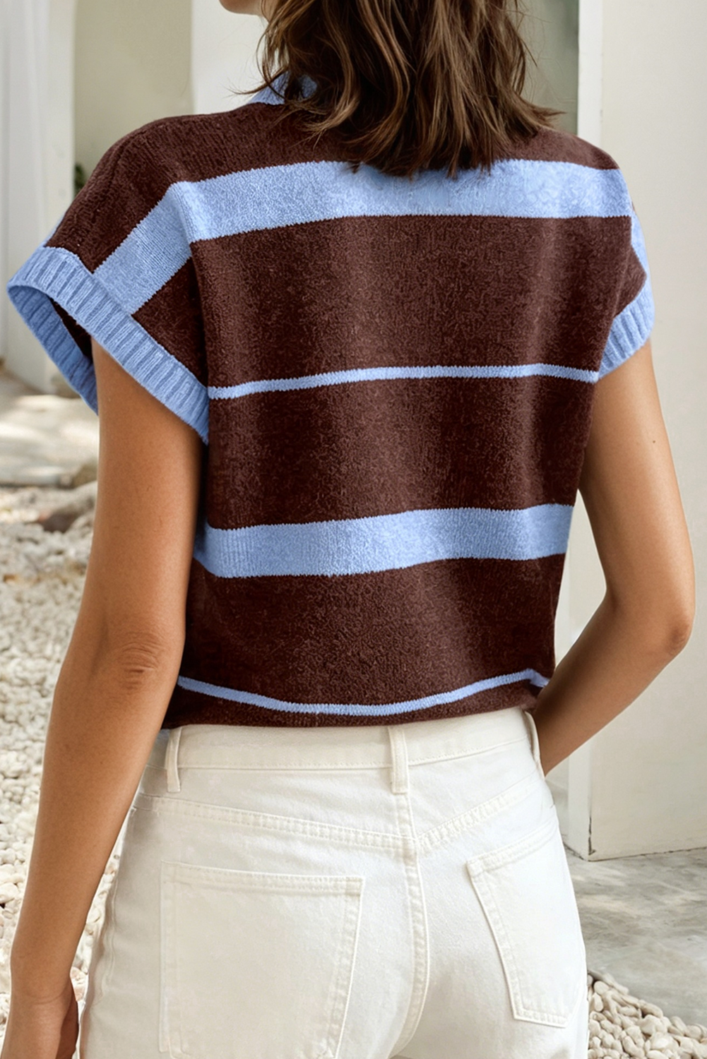 Stripe Contrast Colorblock Sweater Vest