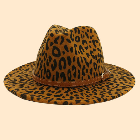 WOMEN WARM AND SIMPLE LEOPARD PANAMA HAT