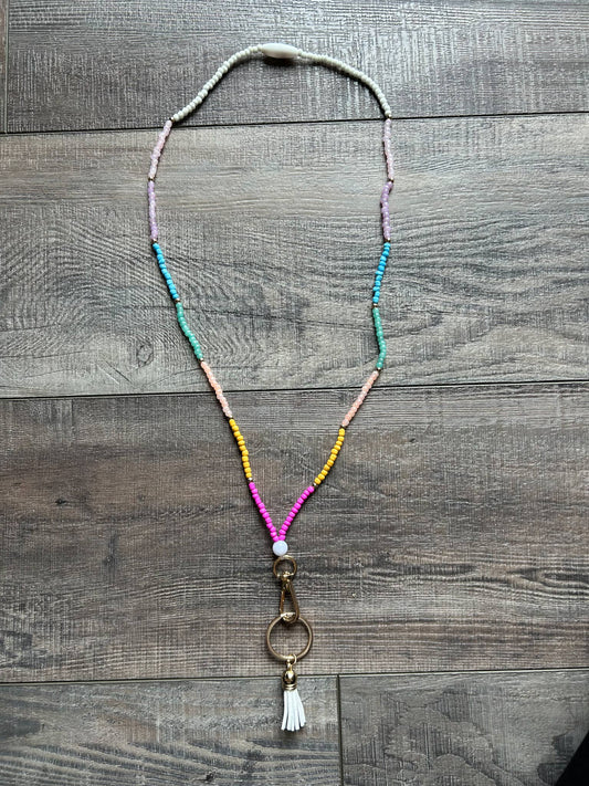 Cool Colors Seed Bead Lanyard with Breakaway Clasp