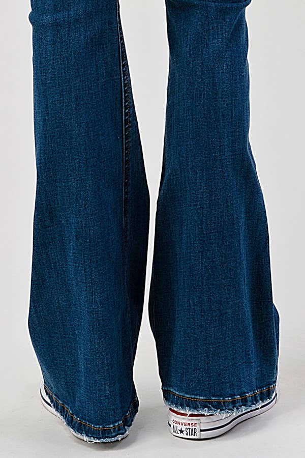 Dark Wash - Mid Rise Classic Flare Jeans