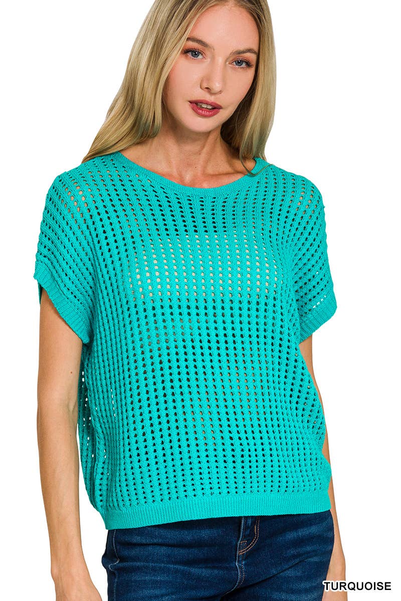 Viscose Crochet Knit Sheer Hollow Sweater