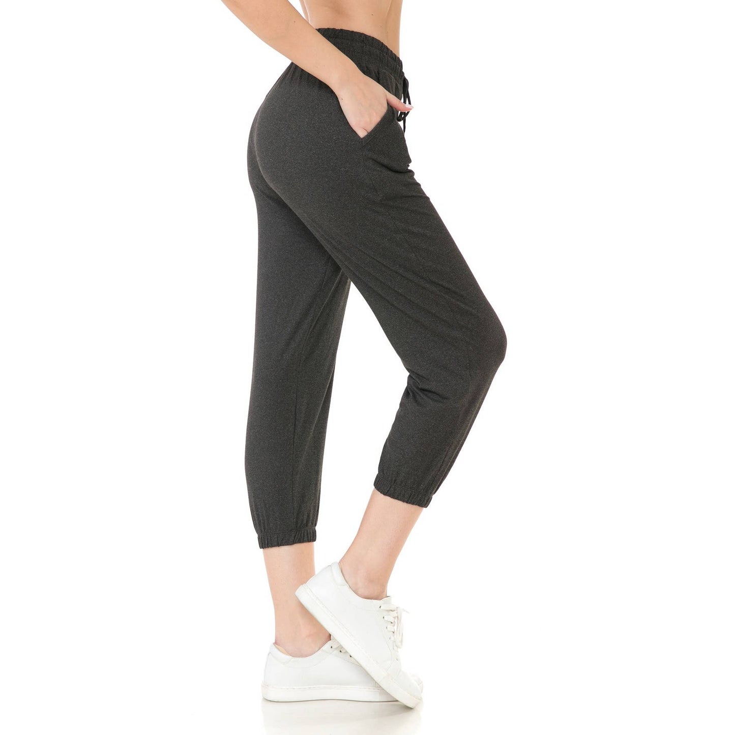 Buttery Soft Solid Capri Joggers with Drawstring