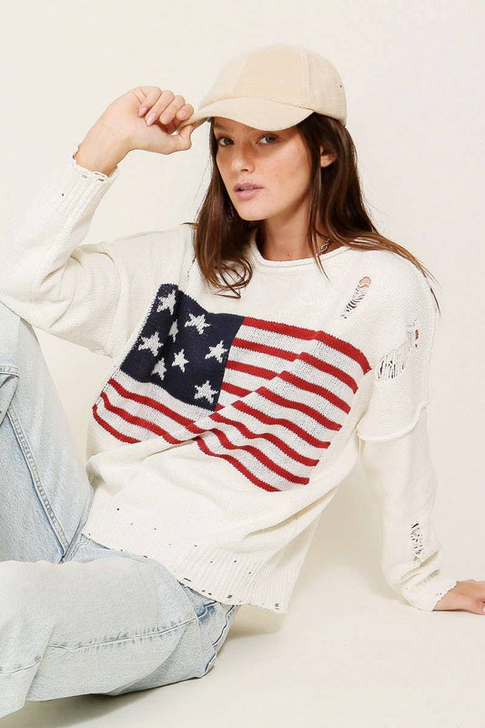 Distressed USA Americana Sweater 2