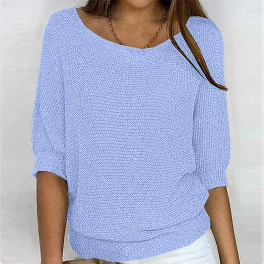 Lightweight Knit Sweater Dolman Sleeve Pullover Top