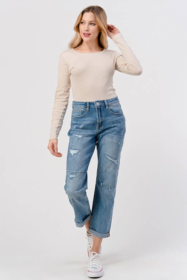Medium Light Wash - Mom Jeans