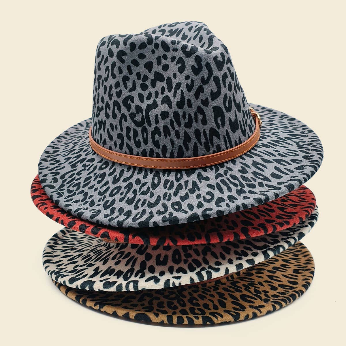 WOMEN WARM AND SIMPLE LEOPARD PANAMA HAT