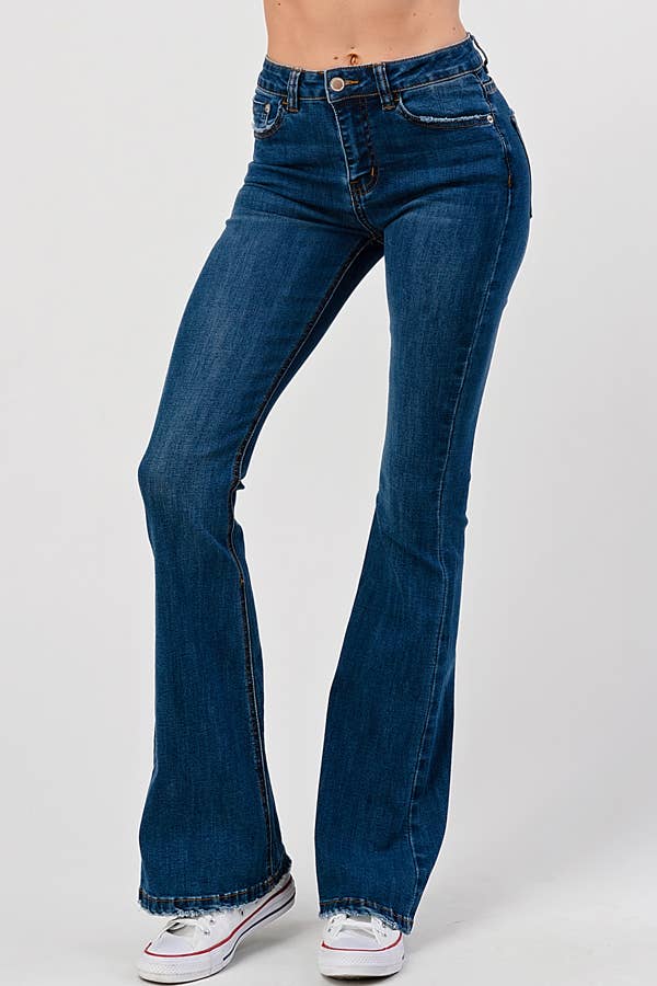 Dark Wash - Mid Rise Classic Flare Jeans