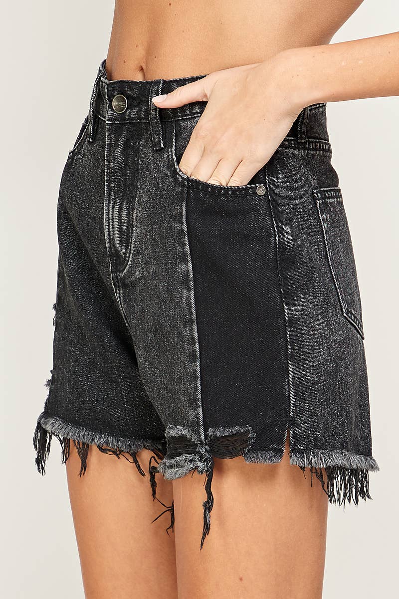 - Black - High Rise Denim Shorts