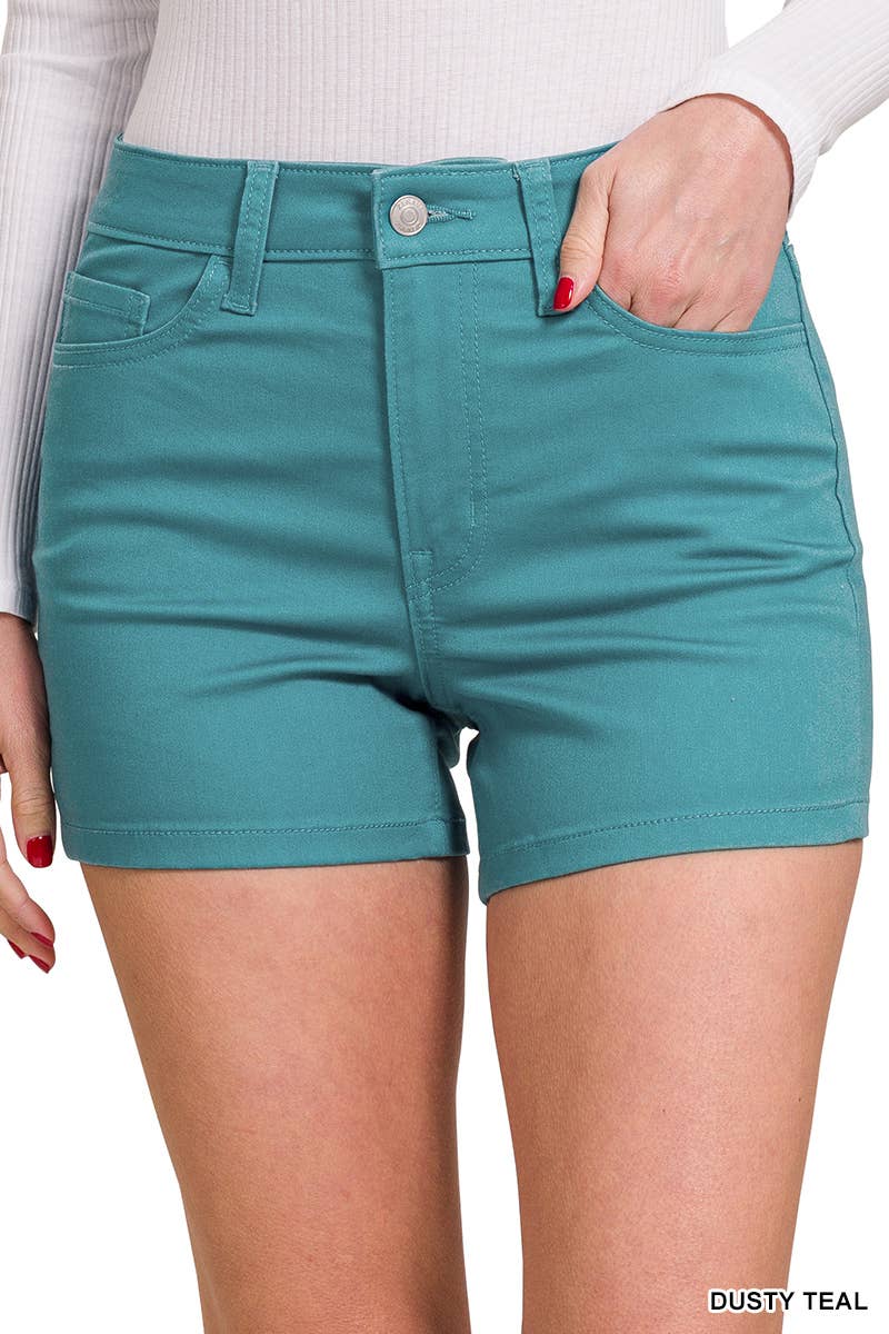 High-rise Color denim Jeans Shorts Stretchy / 5 pockets