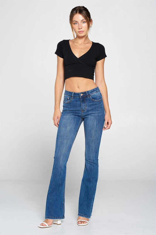 Medium Wash - Mid Rise Classic Flare Jeans