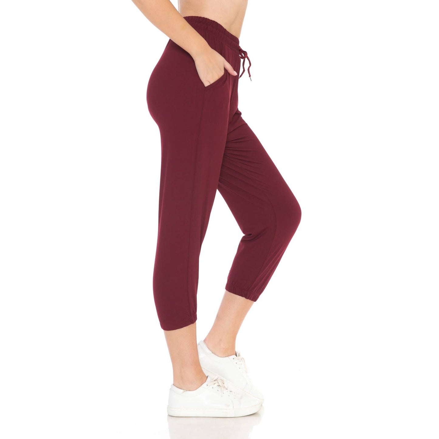 Buttery Soft Solid Capri Joggers with Drawstring