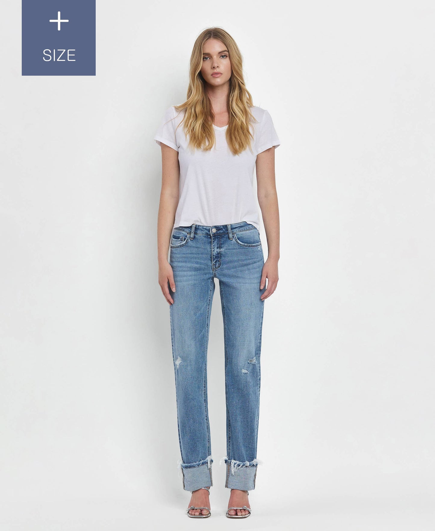 PLUS SIZE TUMMY CONTROL MID RISE CUFFED STRAIGHT LV1504-P