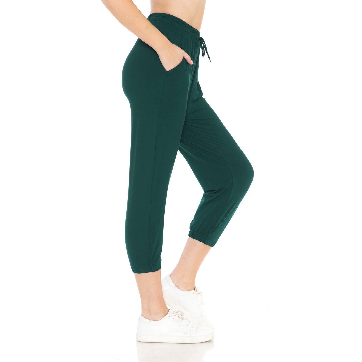 Buttery Soft Solid Capri Joggers with Drawstring