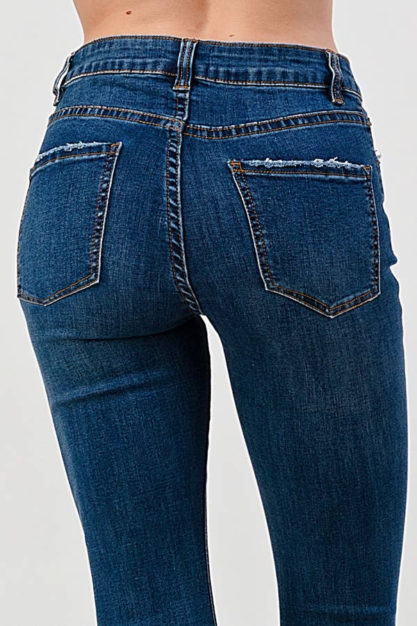 Dark Wash - Mid Rise Classic Flare Jeans