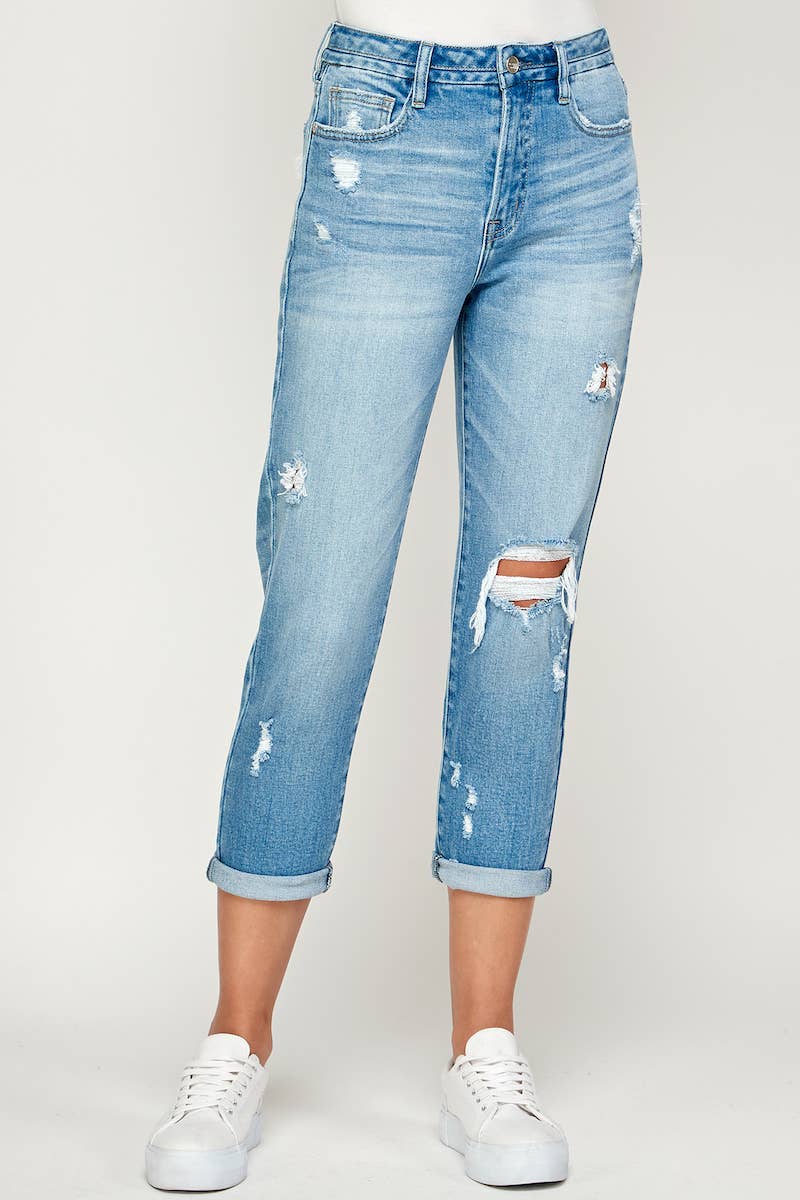 Light Wash - Roll Up Tom Girl Jeans