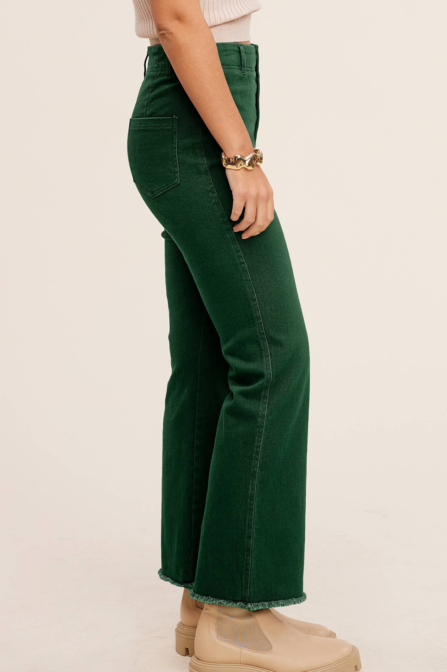 Soft Washed Stretchy High Waisted Flare Pants: Red / L