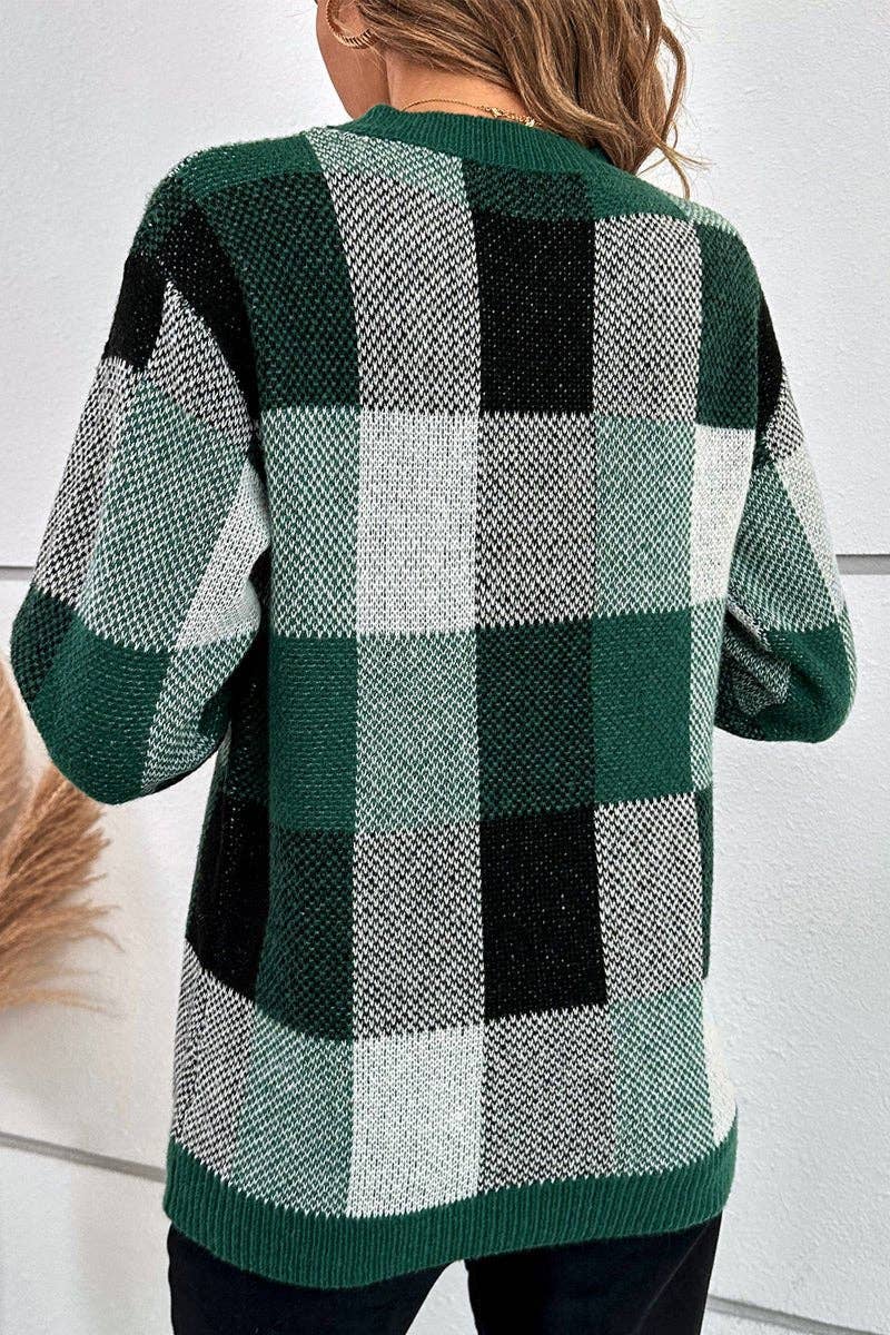 Cozy Chic Plaid Knit Pullover
