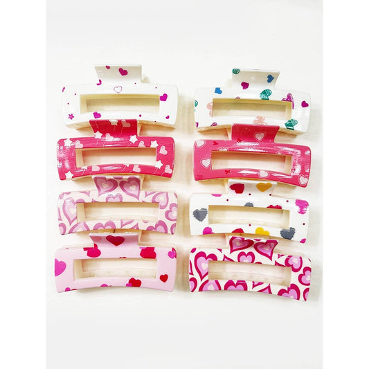 Valentines Theme Heart Printed Hair Claw Clips