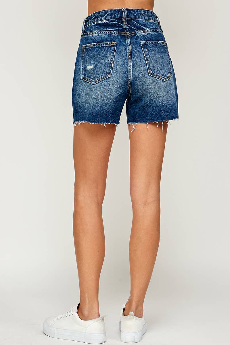 Dark Wash - High Rise Denim Shorts