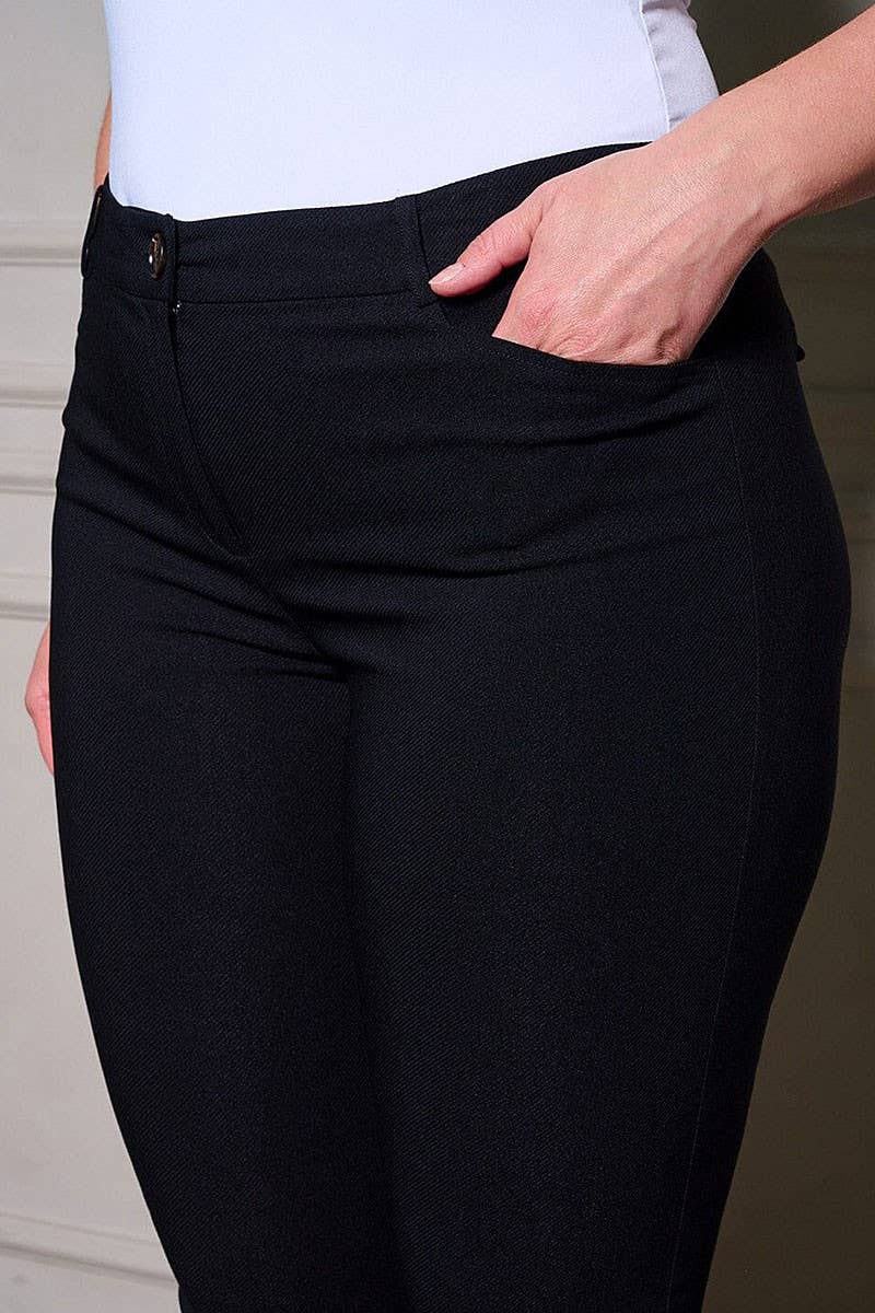 PLUS SIZE BUTTON CLOSURE POCKETS SKINNY LEG PANTS