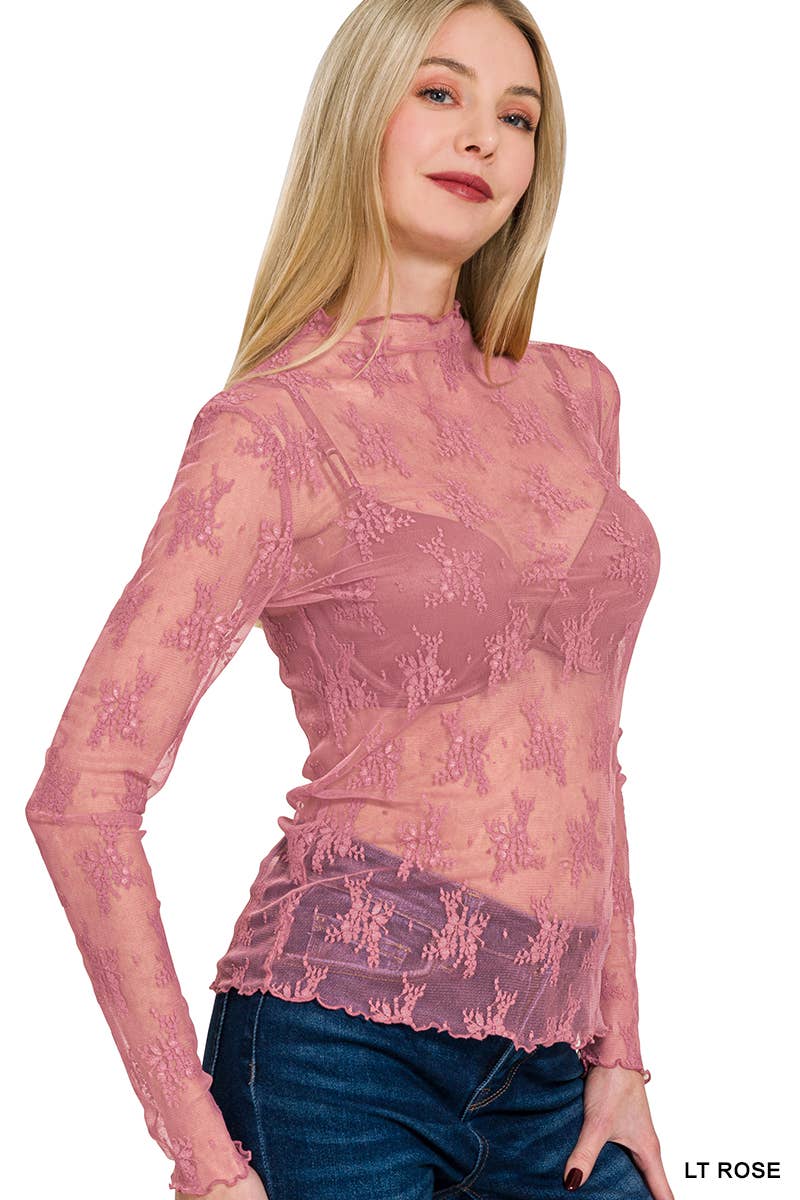 ..Lace See Through Layering Top As shown