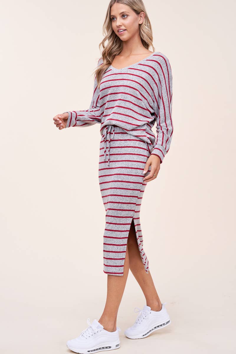 STRIPED TOP AND SKIRT SETS