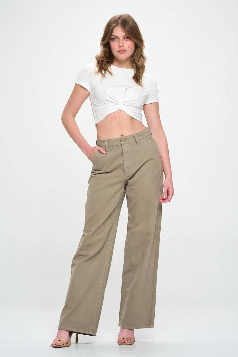I&M Covert Green - Wide Leg Color Jeans