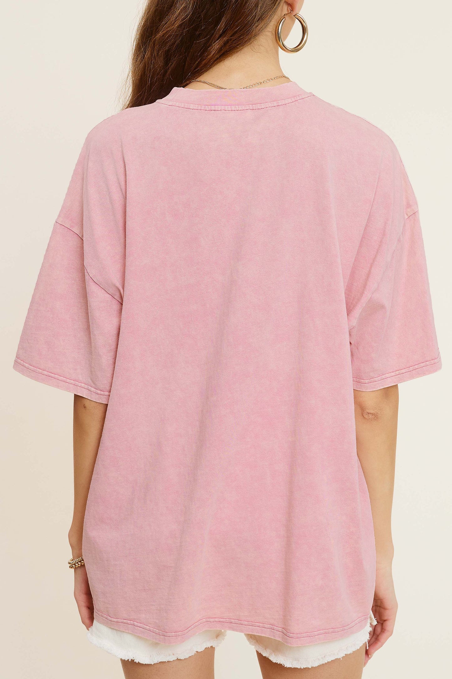 Mineral Washed Oversized Short Sleeve Basic Top