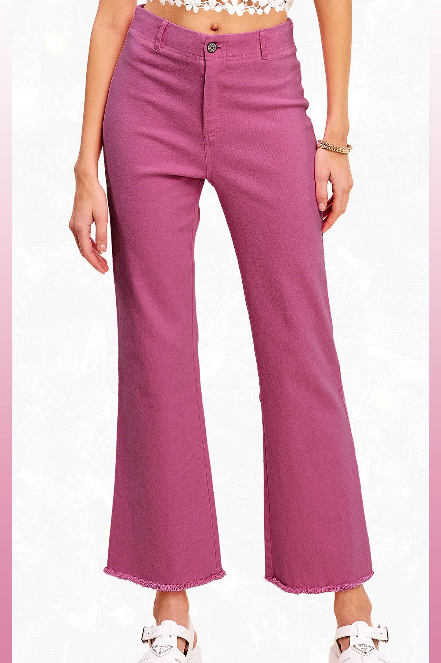 Soft Washed Stretchy High Waisted Flare Pants: Red / L
