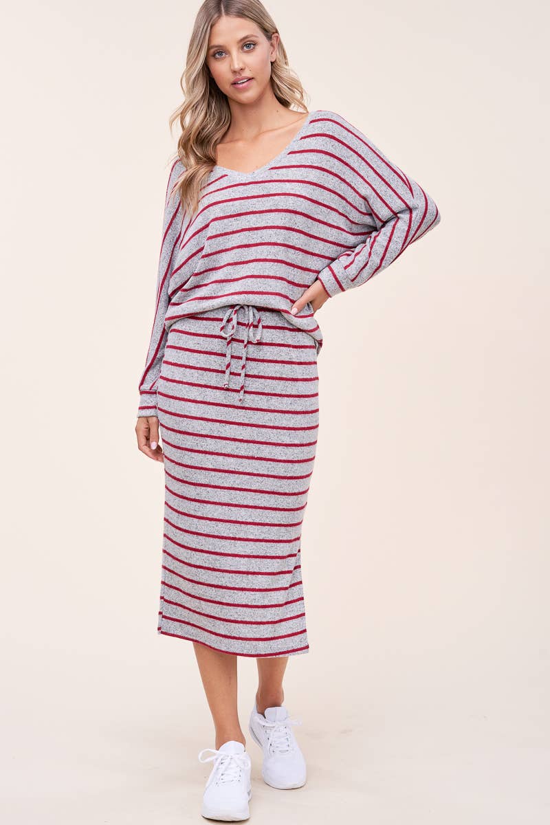 STRIPED TOP AND SKIRT SETS