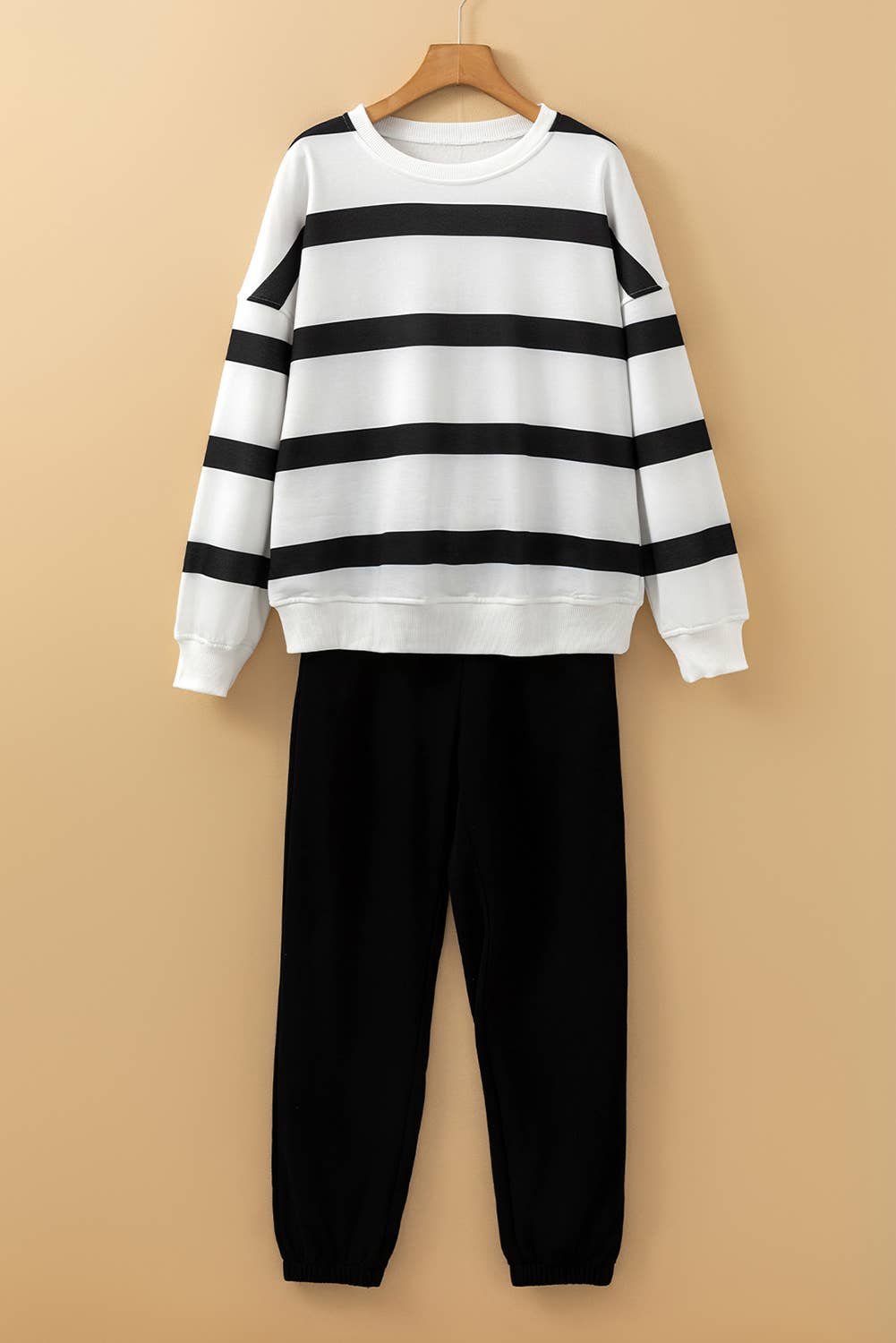 Striped Drop Shoulder Pullover and Jogger Pants Set