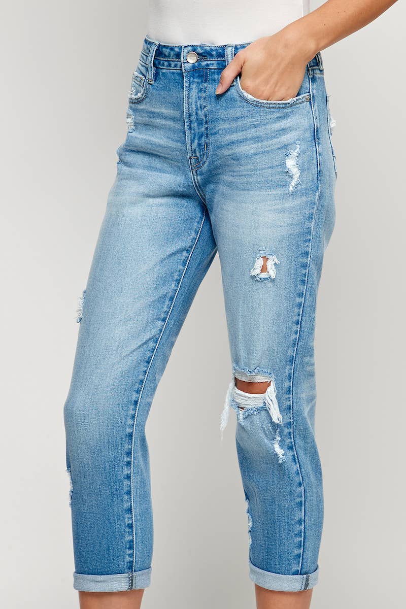 Light Wash - Roll Up Tom Girl Jeans