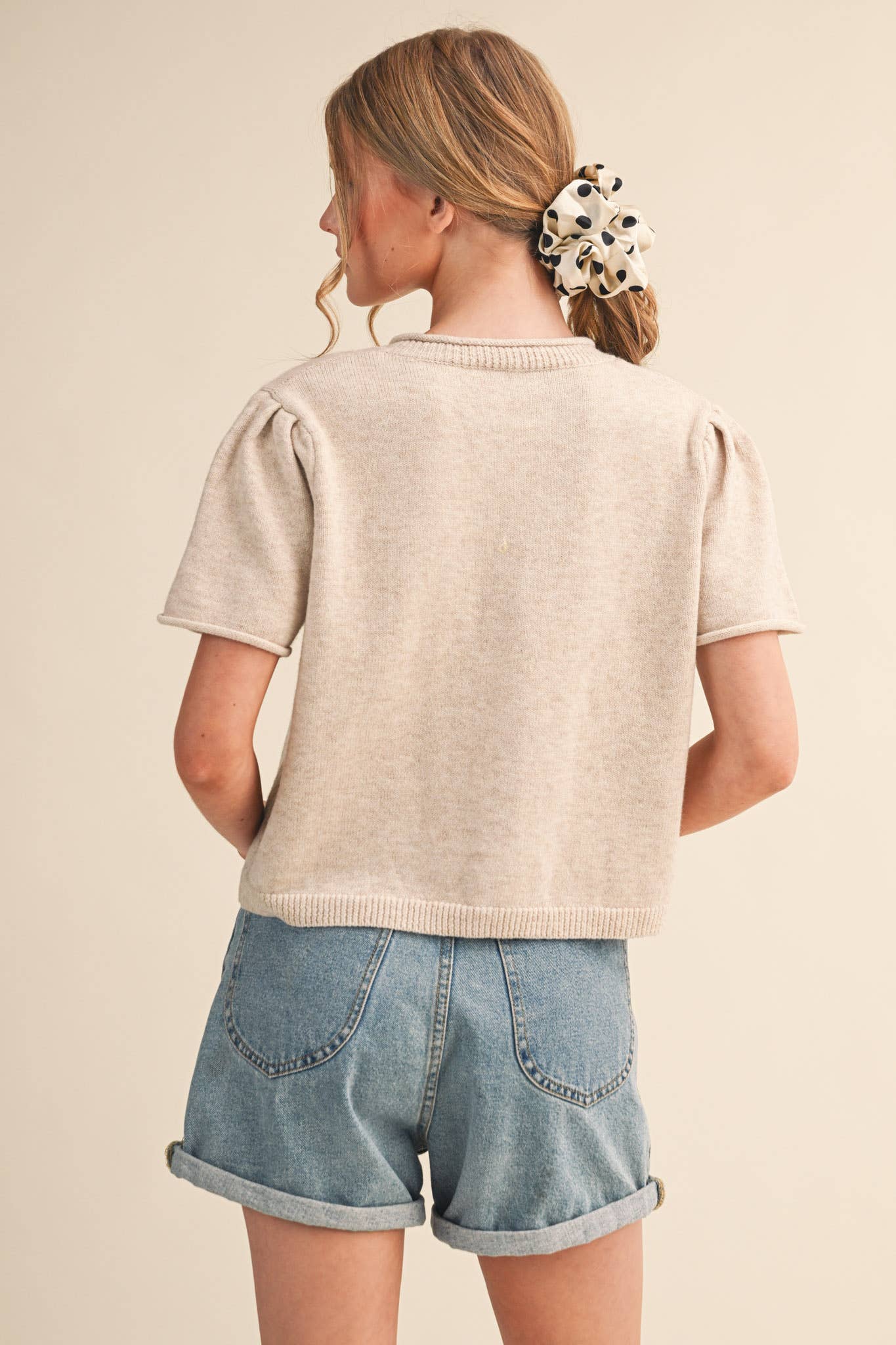 SHORT SLEEVE SWEATER CARDIGAN