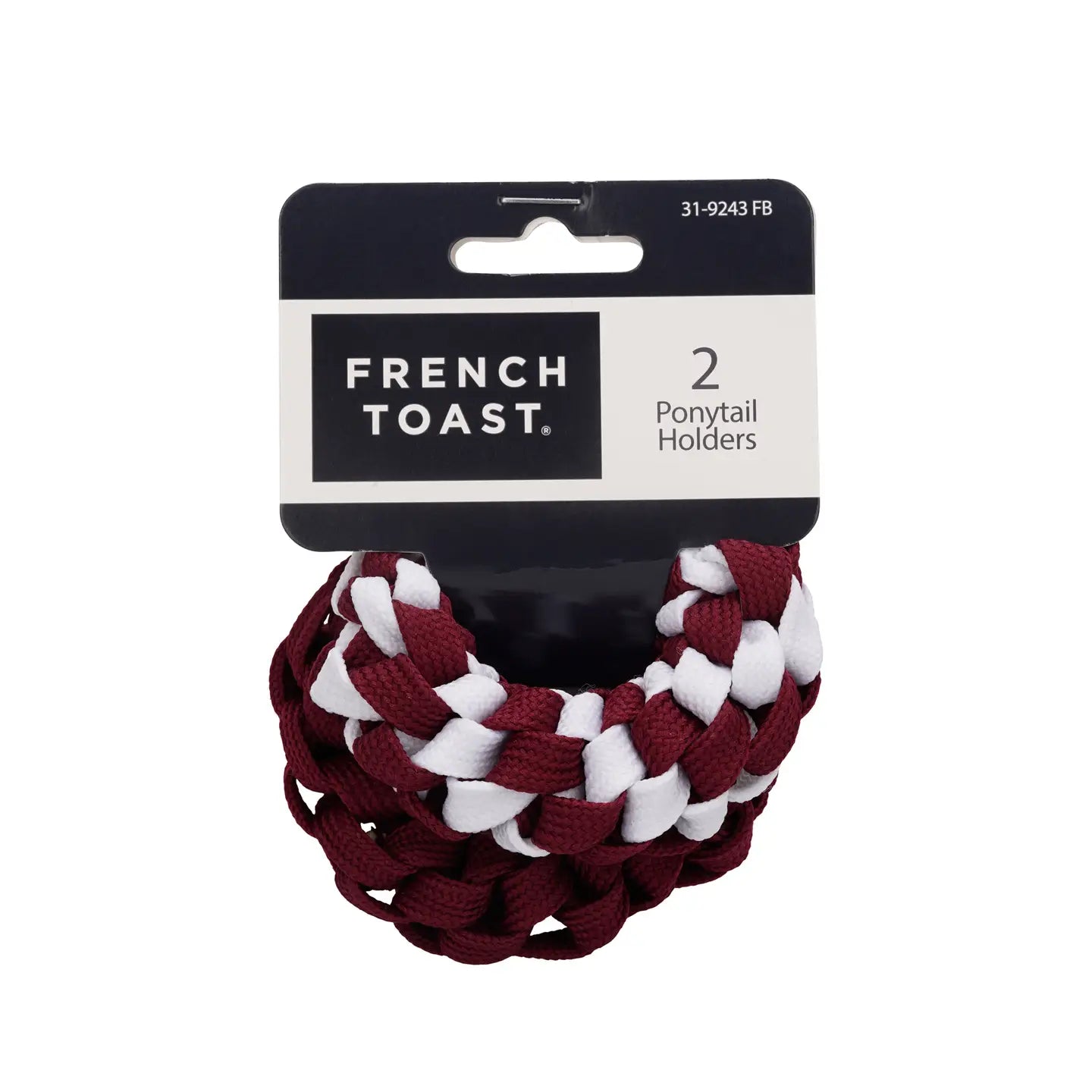 French Toast Burgundy and White Shoelace Ponytail Holder-2pk