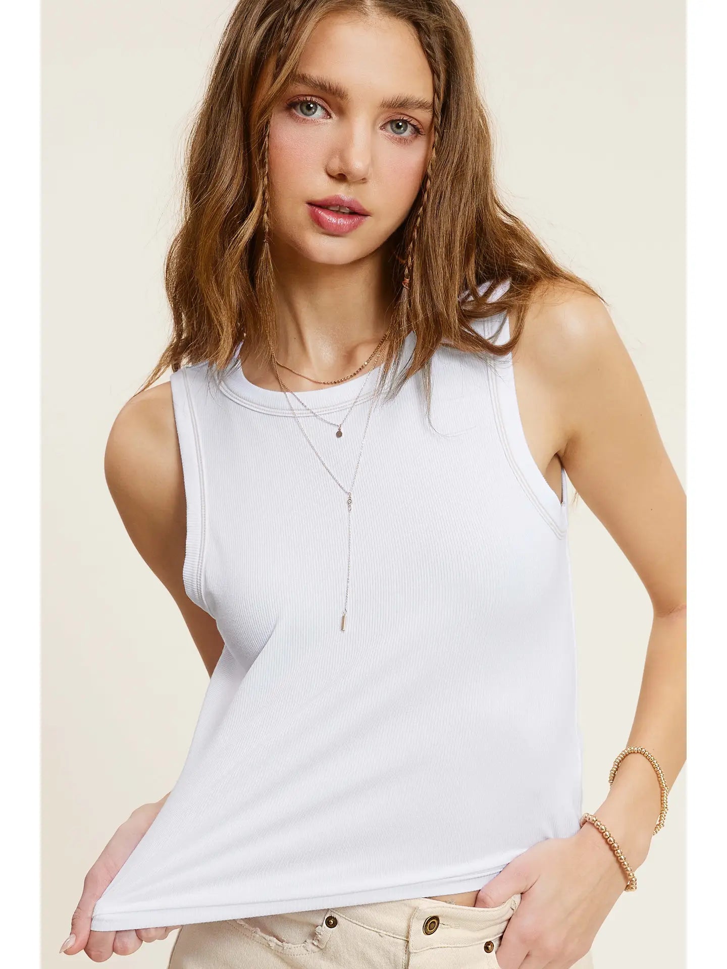 Mineral Washed Back Patch Detail Breathable Tank Top